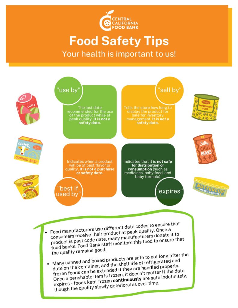 Central California Food Bank Food Safety Tips.  